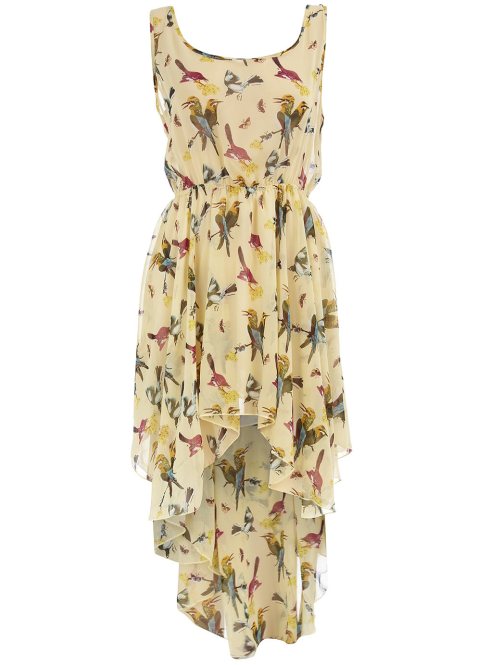 Asymmetric bird print dress, £30, Dorothy Perkins