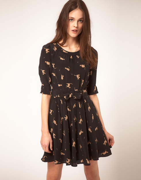 Annabel Cat Print Dress