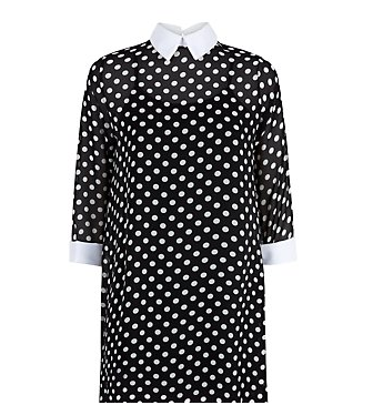 Blue Vanilla Black Polka Dot Contrast Collar Dress @ New Look £26.00